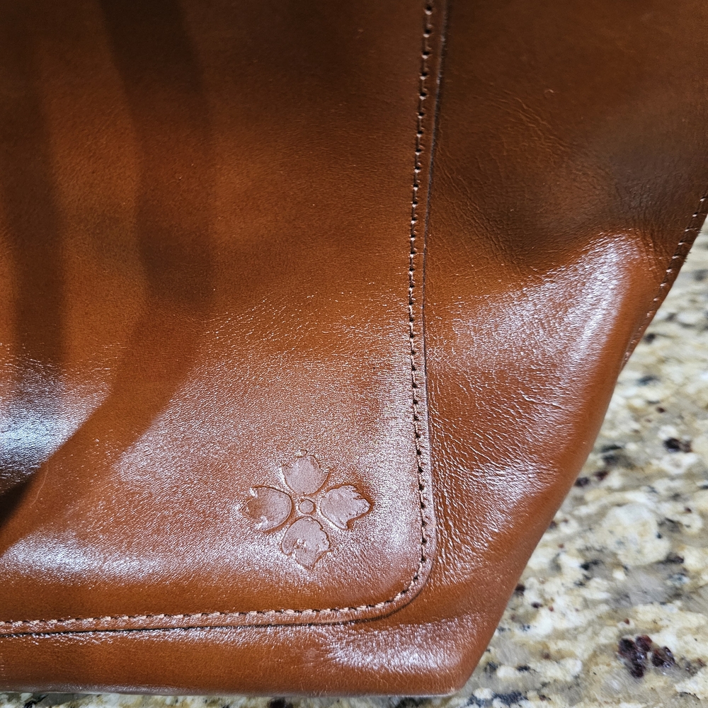 Patricia Nash Chestnut Brown Leather Tote with Brass Accents - Picture 2 of 10
